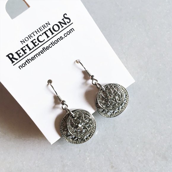 3/$36 - New! Northern Reflections earrings round disc dream catcher earrings - Picture 1 of 3